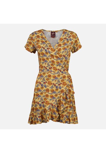 Vestido Mujer Aflora Full Print Amarillo Haka Honu