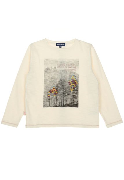 Polera Manga Larga Niña Print Bosque Blanco Hush Puppies Kids