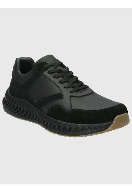 Zapatilla Cuero Hombre Spinal Expl Negro Hush Puppies