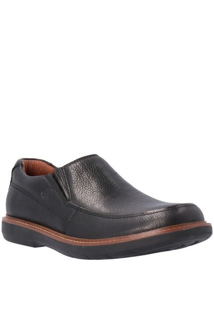 Zapato Casual Slip On Cuero Hombre Oregon Negro Negro Hush Puppies