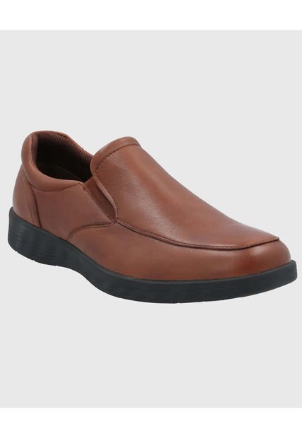 Slip On Cuero Hombre Spinal Urban Café Hush Puppies