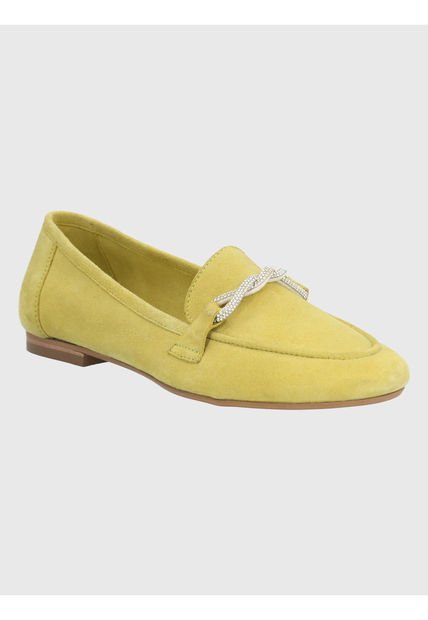 Mocasín Cuero Verde Limón Mujer Dinnat Hush Puppies