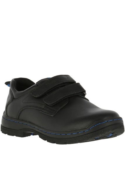 Zapato Niño Cuero New I Work Velcro Negro Hush Puppies