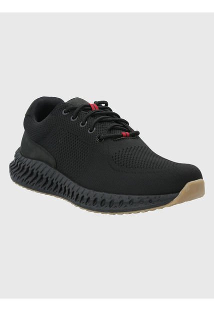 Zapatilla Negro Hombre Spinal Knit Lace Hush Puppies