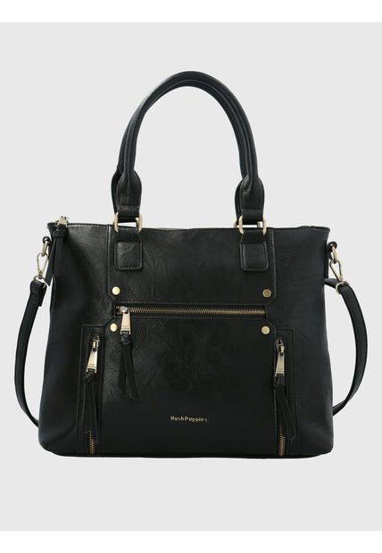 Cartera Ecocuero Negro Devine Bag Mujer Hush Puppies