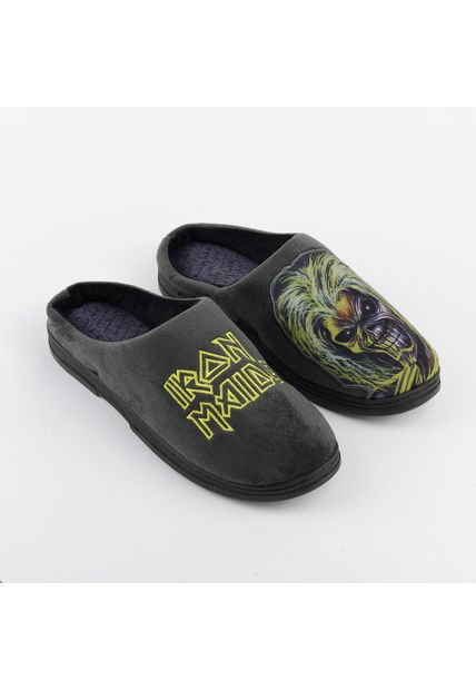 Pantufla Hombre Calaveras Gris Iron Maiden