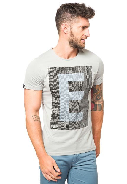 Polera JJCostitch  Cuello Redondo Gris Jack & Jones