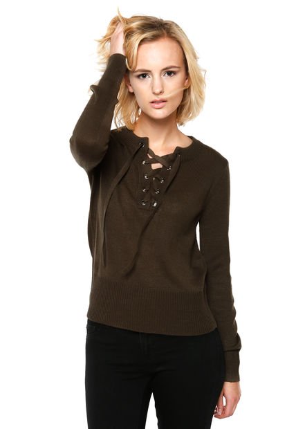 Sweater Gigi Verde Militar Jacqueline de Yong - Calce Regular