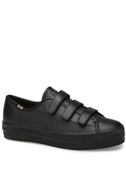 Zapatilla Triple Velcro Cuero Negra Keds