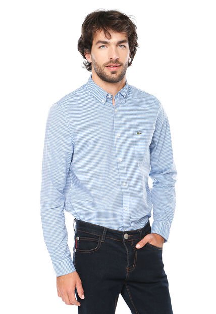 Camisa Woven Shirts Azul Lacoste