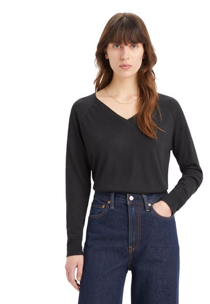 Chaleco Mujer Cuello En V Negro Levis