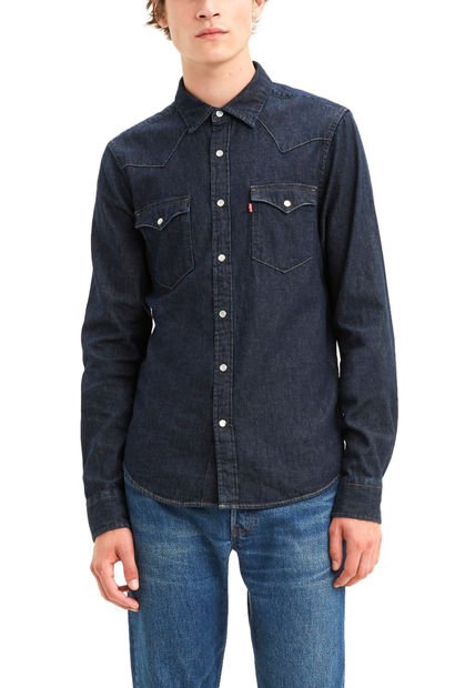 Camisa Hombre Regular Fit Clásica Bolsillo Azul Oscuro Levis