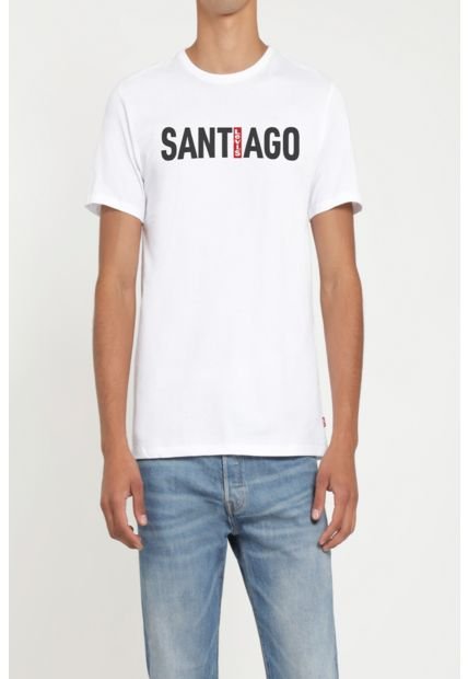 Polera Latam City - Santiago Gráfica Blanco Levis