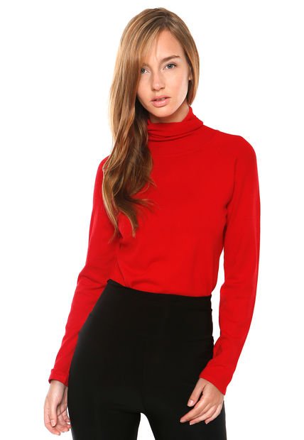 Sweater M/L Cuello Alto Rojo Lineaatre - Calce Regular