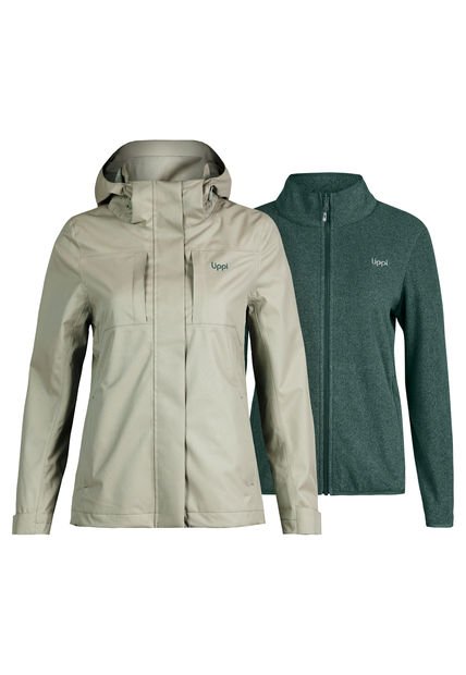 Chaqueta Mujer Tres Cruces Fusion-3 Hoody Jacket Laurel/Verde Botella Lippi