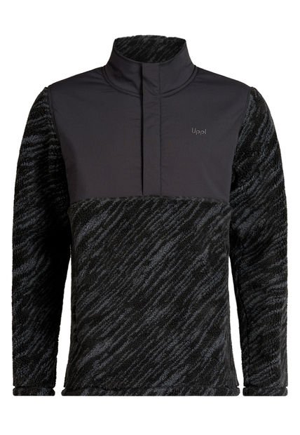 Poleron Hombre Glaciar Sherpa-Pro 1/4 Zip Jacket Print Negro Lippi