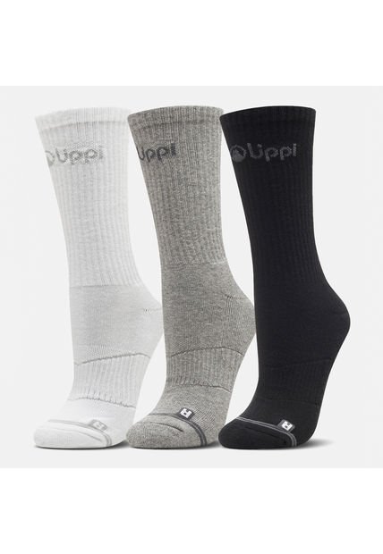 Calcetines Unisex Logo Lippi Pack Long Negro/Blanco/Gris Lippi