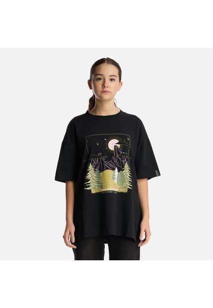 Polera Teen Girl Psychedelic Oversize T-Shirt Negro Lippi