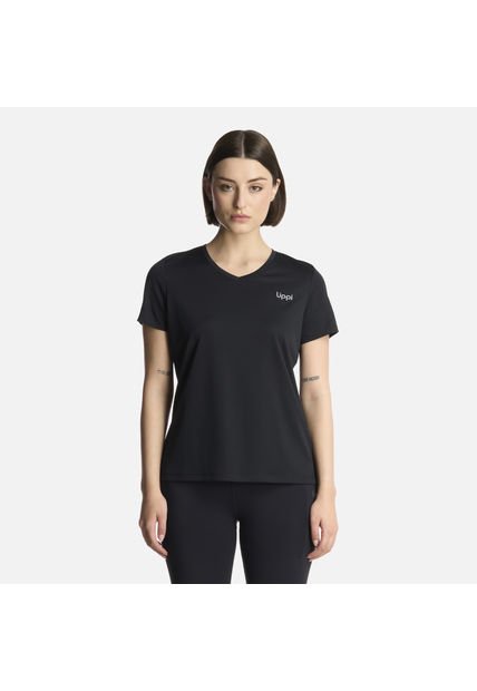 Polera Mujer Core V-Neck Q-Dry T-Shirt Negro Lippi