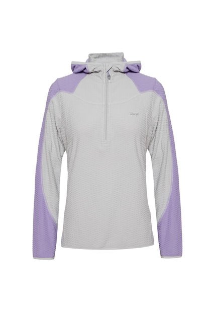 Poleron Mujer Jacaranda Nano-F 14 Zip Hoody Gris Claro / Lila Lippi