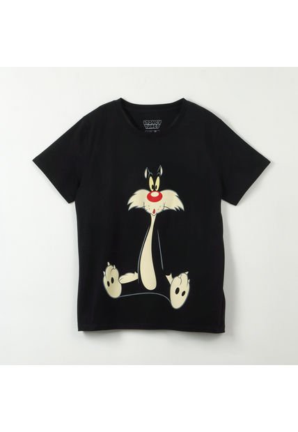 Polera Manga Corta Mujer Silvestre Negro Looney Tunes