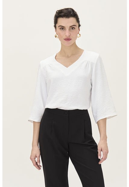 Blusa Escote En V Crudo Magriffe