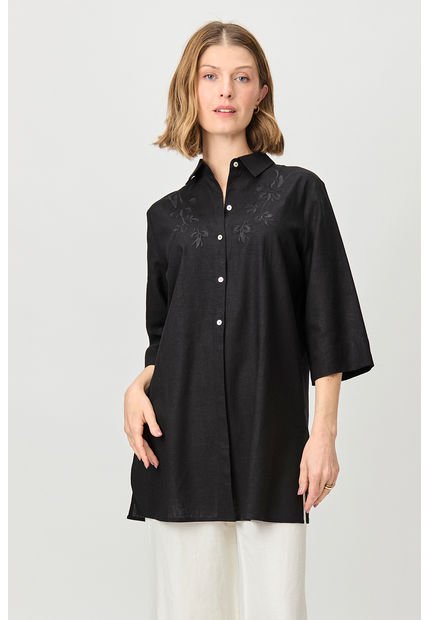 Tapado Camisero Lino Negro Magriffe