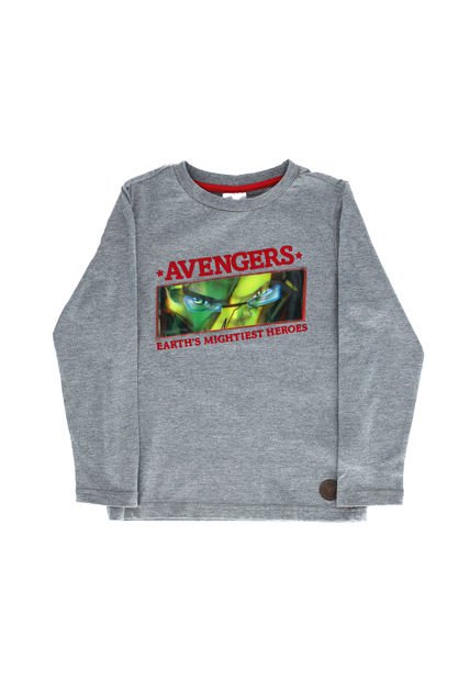 Polera Manga Larga Niño Iron Man Heroes Gris Marvel