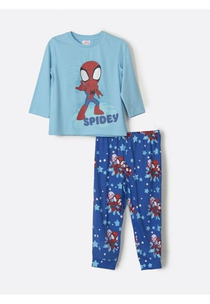 Pijama Largo Niño Spidey Spiderman Celeste Marvel