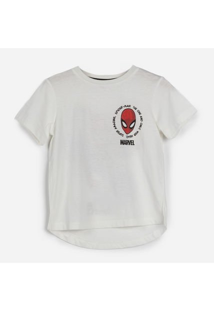 Polera Manga Corta Niño Spiderman Blanco Marvel