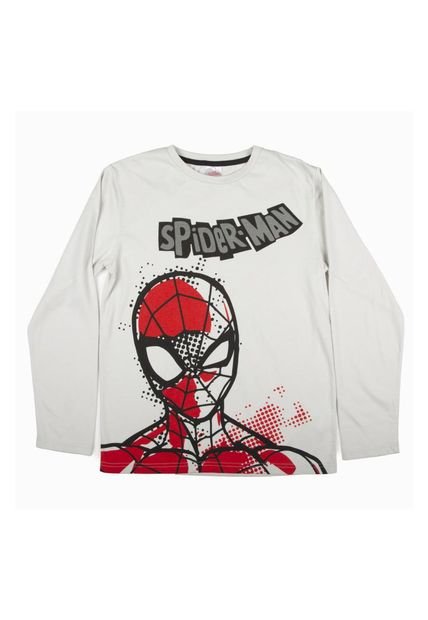 Polera Manga Larga Niño Cara Spiderman Gris Marvel