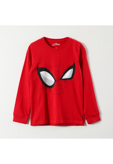 Polera Manga Larga Niño Ojos Comics Rojo Marvel