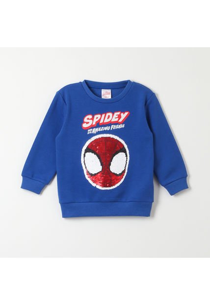 Poleron Cerrado Niño Spidey Lenticular Azul Marvel