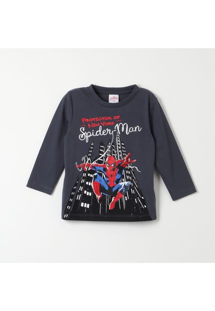 Polera Manga Larga Niño Spiderman Protector Gris Marvel