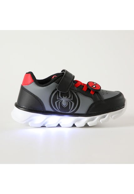 Zapatilla Con Luces Niño Araña Spiderman Negro Marvel