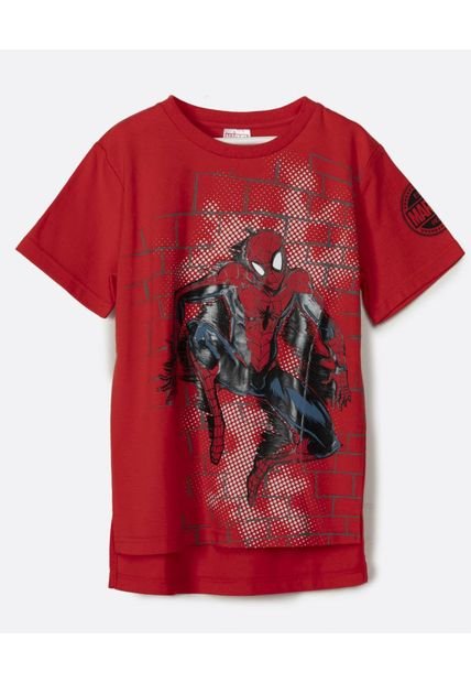 Polera Manga Corta Niño Ladrillos Spiderman Rojo Marvel