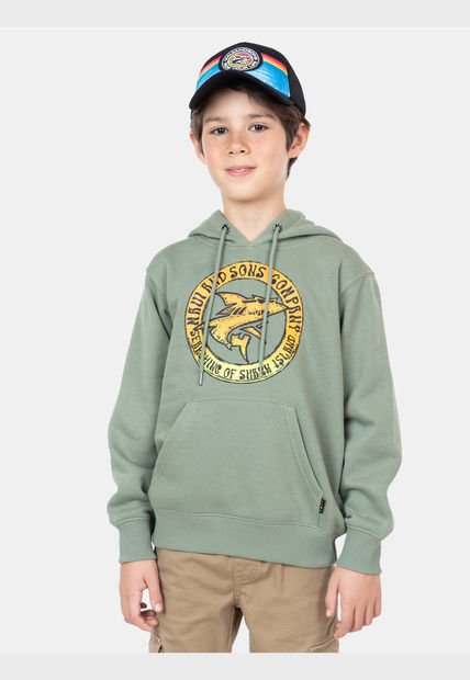 Poleron Canguro Shark Vintage Hoodies Verde Kids Niño Maui And Sons