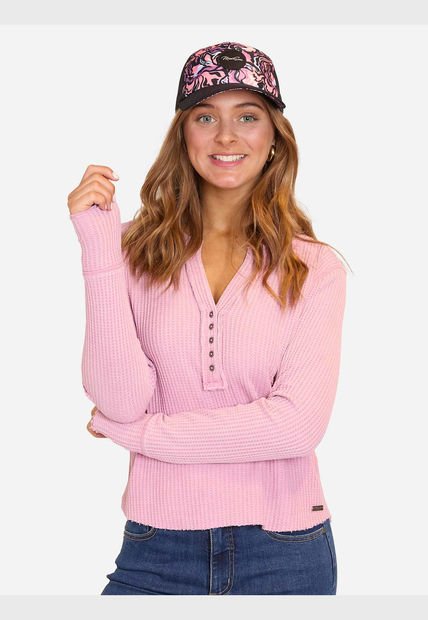 Poleron Bonded Wcky Crew Neck Rosado Mujer Maui And Sons