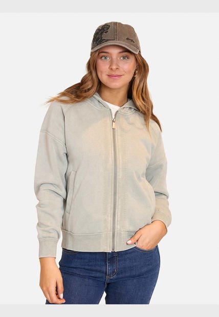 Poleron Fullzipper Pretty Basic Crew Neck Celeste  Mujer Maui And Sons