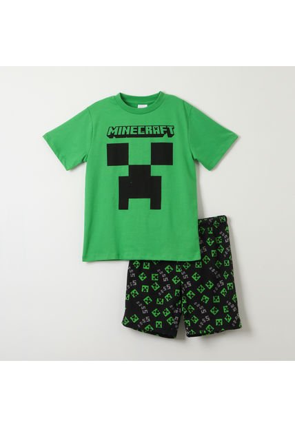 Pijama Corto Niño Minecraft Icono Verde Minecraft