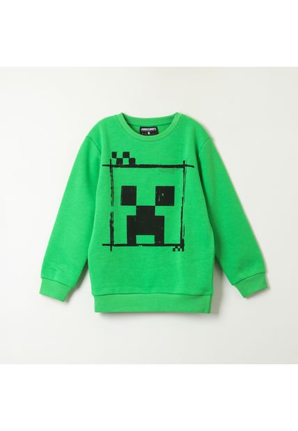 Poleron Niño Creeper Face Verde Minecraft