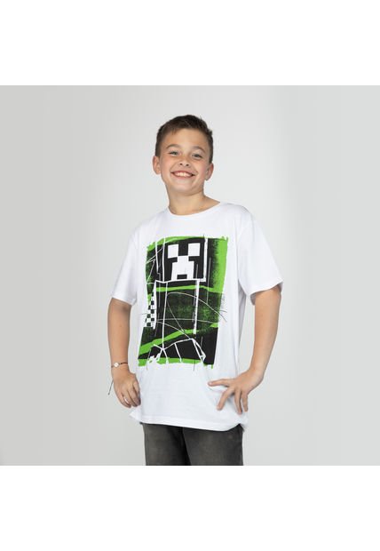 Polera Niño Minecraft Imagen Blanco Minecraft