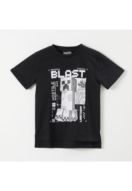 Polera Manga Corta Niño Blast Negro Minecraft