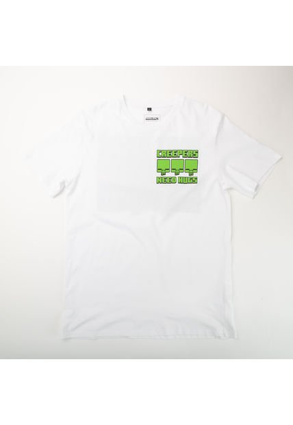 Polera Hombre YOU Minecraft  Creepers Blanco