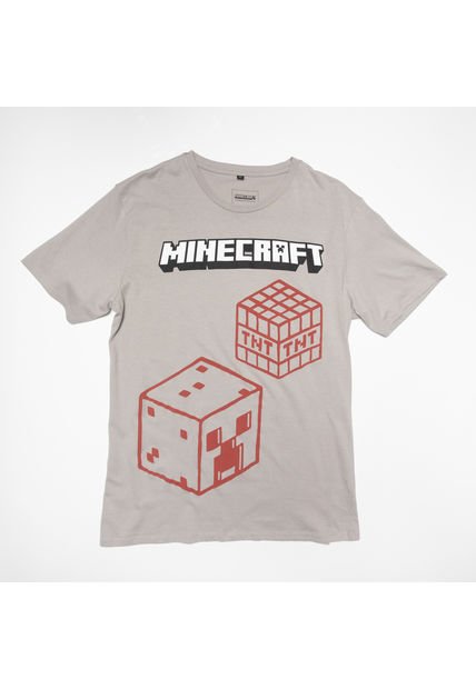 Polera Hombre YOU Minecraft  Tnt Gris