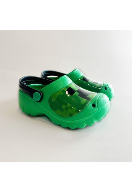 Zueco De Eva Niño Creepers Pixeles Verde Minecraft