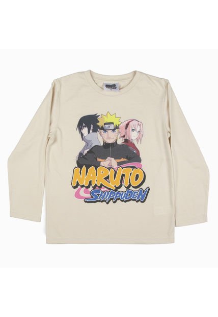 Polera Manga Larga Niño Personajes Blanco Naruto