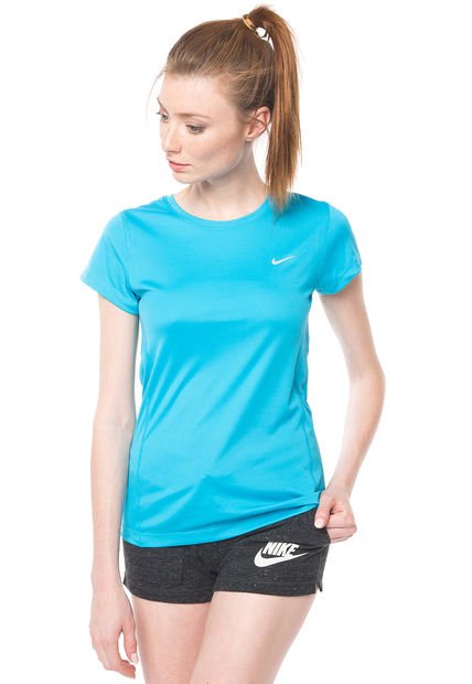 Polera Miler Short Sleeve Celeste Nike