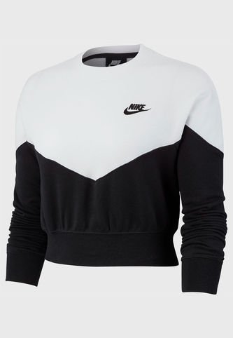 Nike Poler n Nike W NSW HRTG Crew FLC Blanco Negro Calce