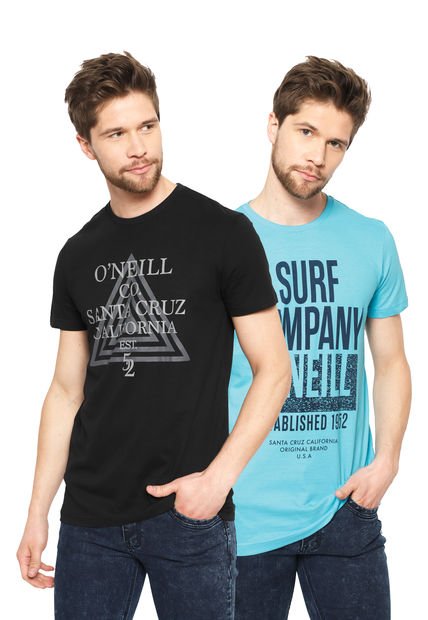 Pack 2 Poleras Celeste/Negro O'Neill - Calce Regular